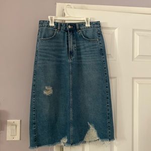 Zara Midi Jean Skirt With Back Slit